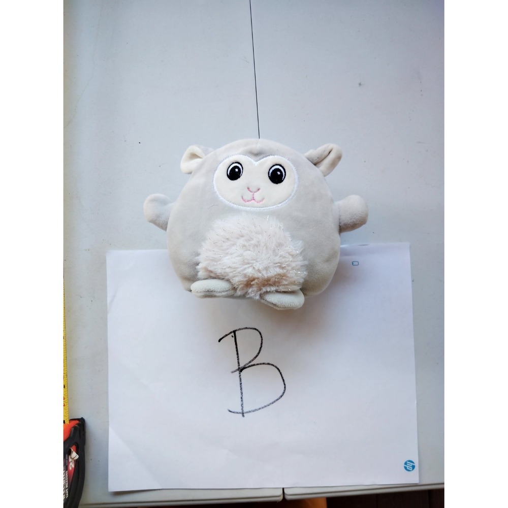 Lamb Toy Small Gray Round Chubby Body Embroidered Details Textured Belly 7in